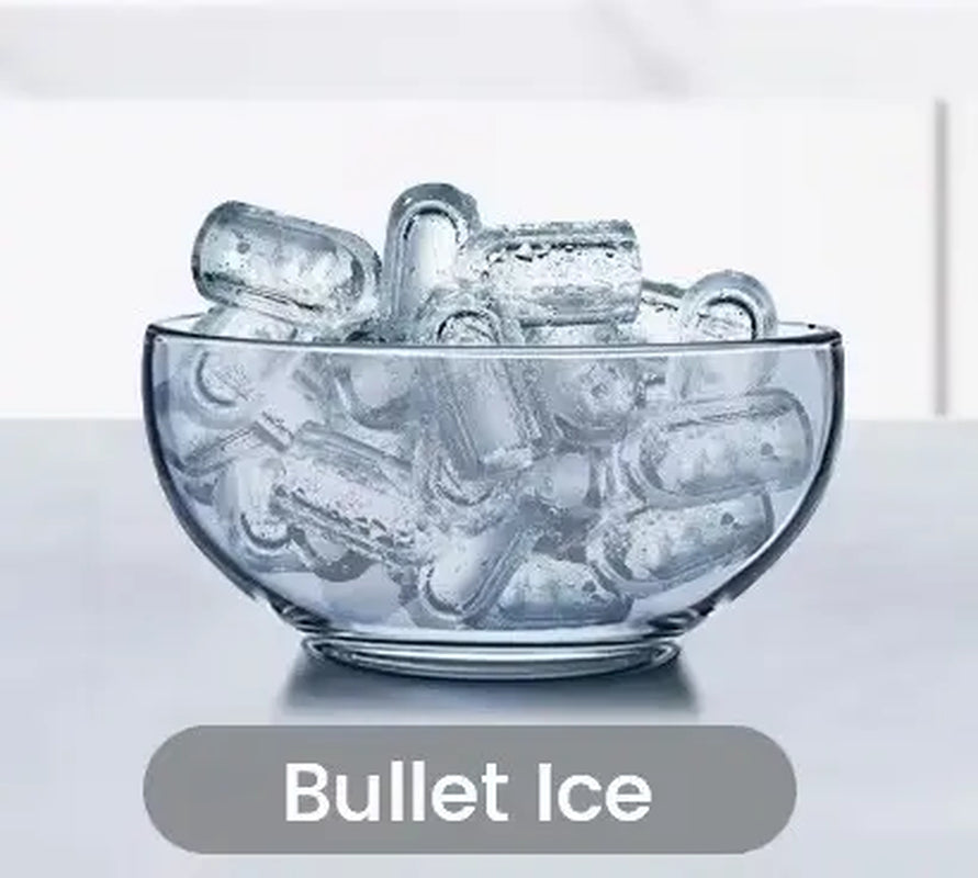 COWSAR Bullet Ice Maker Countertop with Self-Cleaning, Staninless Steel or ABS Plastic, 26.5Lbs/24Hrs, 6 Mins/9 Pcs Bullet Ice, Portable Ice Maker for Kitchen/Home/Office/Party/Rv