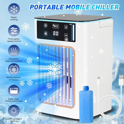 【Summervibes】 2026 NEW Portable Air Cooler,3-In-1 Cooling Fan with 2 Mist Speeds – Personal Evaporative Cooler for Bedroom, Office & Camping, 1800Mah Battery & 500Ml Tank Portable Air Conditioner