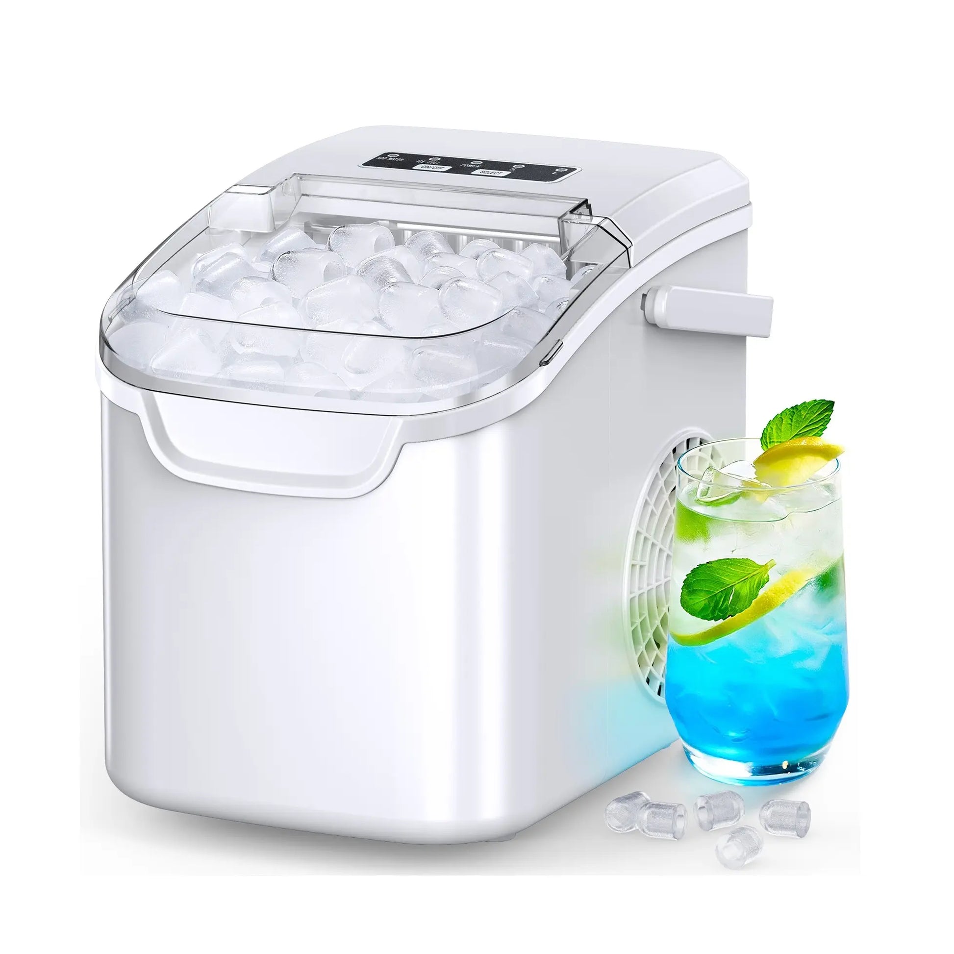 COWSAR Bullet Ice Maker Countertop with Self-Cleaning, Staninless Steel or ABS Plastic, 26.5Lbs/24Hrs, 6 Mins/9 Pcs Bullet Ice, Portable Ice Maker for Kitchen/Home/Office/Party/Rv