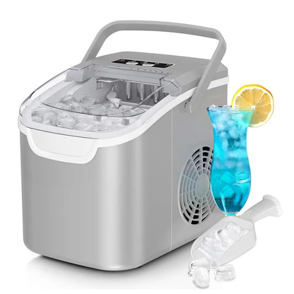 COWSAR Bullet Ice Maker Countertop with Self-Cleaning, Staninless Steel or ABS Plastic, 26.5Lbs/24Hrs, 6 Mins/9 Pcs Bullet Ice, Portable Ice Maker for Kitchen/Home/Office/Party/Rv