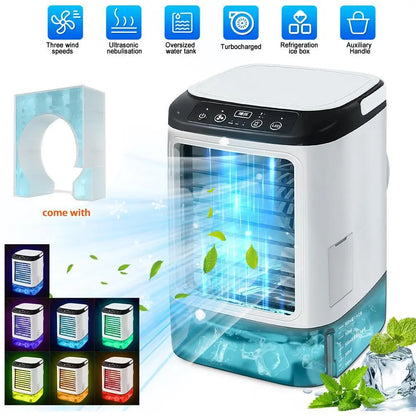 【Summervibes】 2026 NEW Portable Air Cooler,3-In-1 Cooling Fan with 2 Mist Speeds – Personal Evaporative Cooler for Bedroom, Office & Camping, 1800Mah Battery & 500Ml Tank Portable Air Conditioner